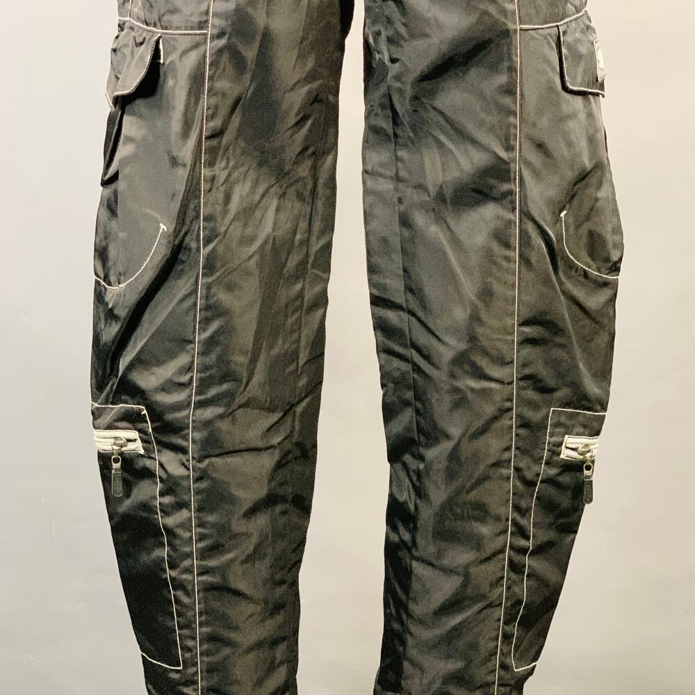 MARITHE+FRANCOIS GIRBAUD 28 Black White Nylon Contrast Stitch Cargo Casual Pants - Picture 2 of 5